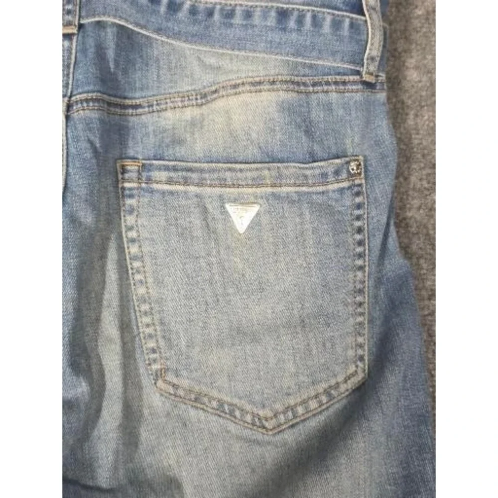 Guess Womens High Rise Paperbag Skinny Jeans Blue Medium Wash Sz 29 Denim Hippie